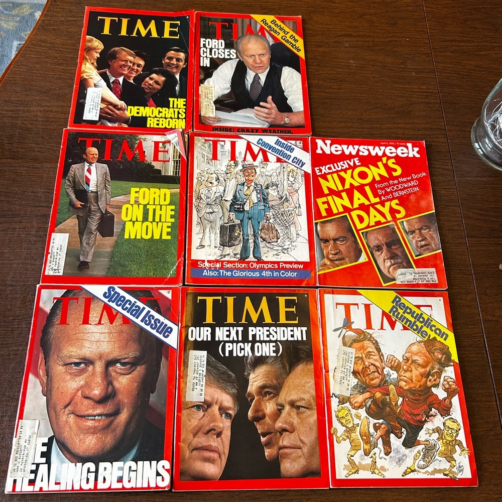Time magazine (7) Newsweek (1) 1974 & 1976. Ford, Carter, Nixon, Reagan.